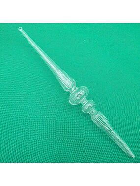Hand-Blown Transparent Glass Icicle 12" Decoration Ornament Christmas Holiday